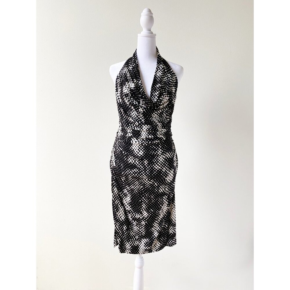 Nicole Miller draped halter neck cocktail dress